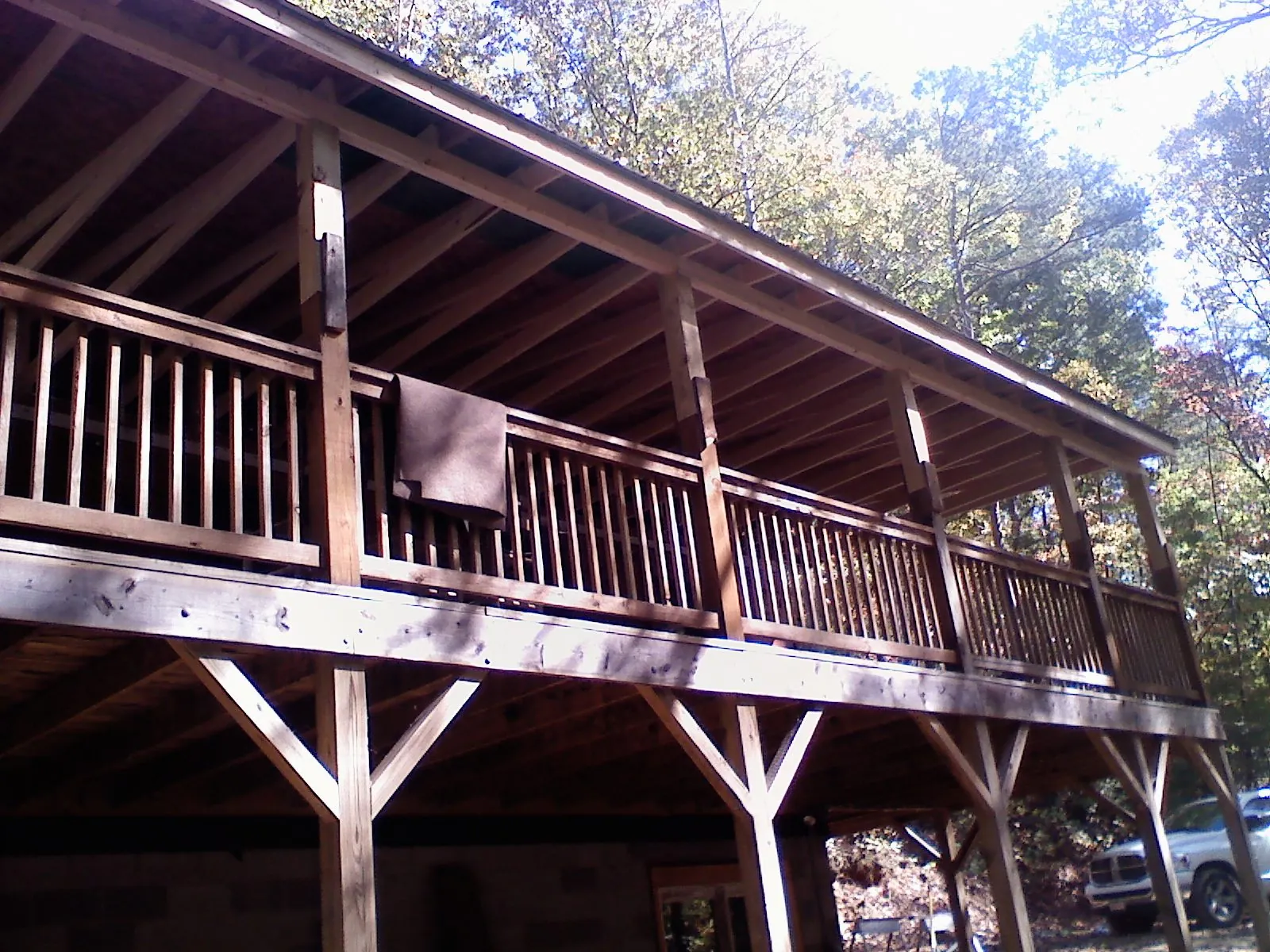 Timber framing under a new elevated porch and deck — Roof Leak Repair in Cranberry Township by Roofing Brothers